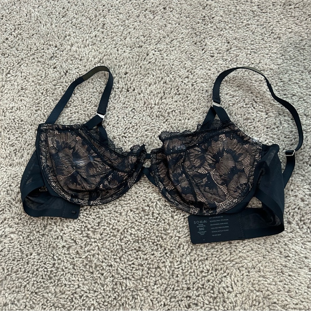 SOMA Dark Blue Lace Bra (36C)